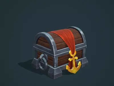 Stylized pirate chest Low-poly 3D model