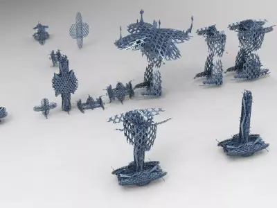 Diamond Cyberpunk Boss Tower collection 3D model