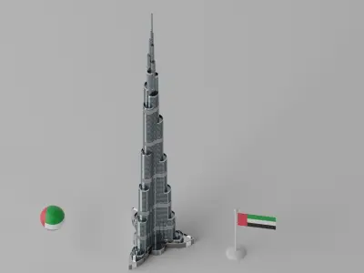 Burj Khalifa Dubai Tower 1 3D model