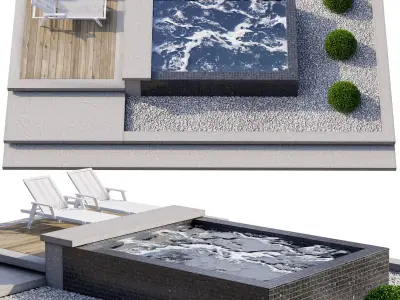 Backyard and Landscape with Pool 11 3D model