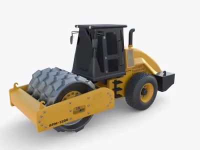 Road roller V8 Low-poly 3D model