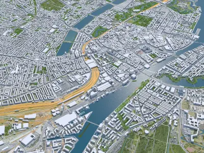 Copenhagen Downtown Denmark Low-poly 3D model