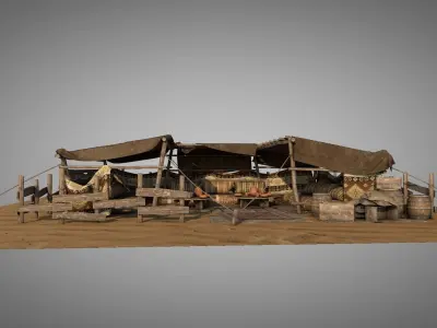 Bedouin Desert Tent v9 3D model