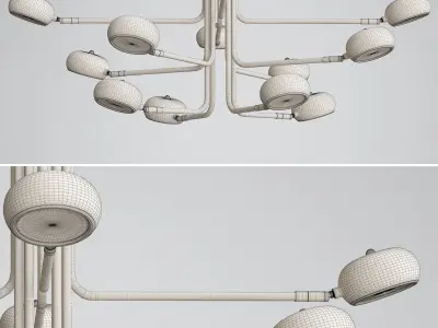 Curved Stix Chandelier 12 White 3D model
