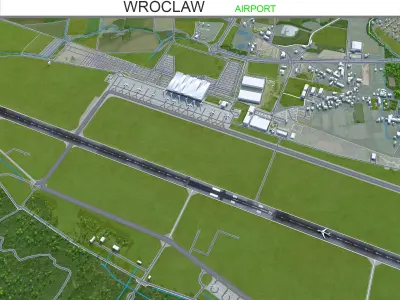 Wroclaw Airport 10km Low-poly 3D model