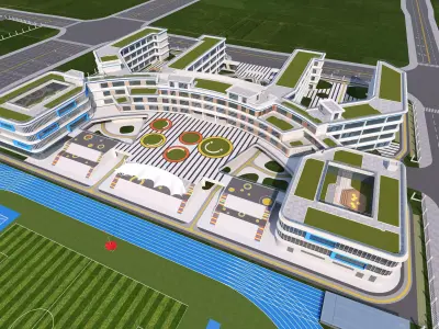 School Building 03 Low-poly 3D model