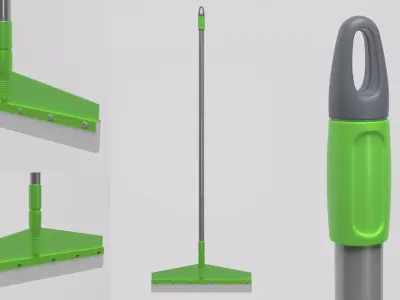 Lowpoly Plastic Mop with Rubber Blade for Floor Wipe 3D model