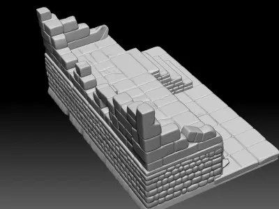 Two-Level Fantasy Ruins with Stairs 3D Printable Terrain Model 3D print model