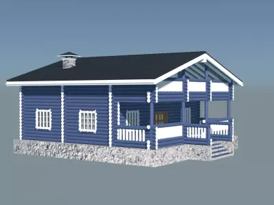 Log Cabin Painted  3D model