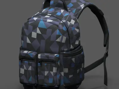 Backpack Camping scifi military futuristic baggage bag  Low-poly 3D model