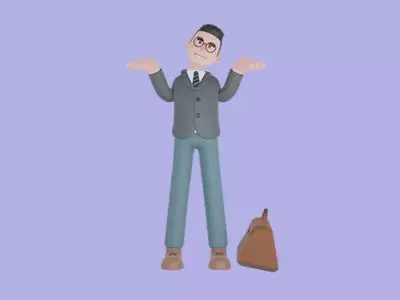 Stylized 3D Male Teacher Character - Cartoon Confused Pose 3D model