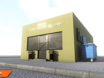 Laundry - interior and props Low-poly 3D model