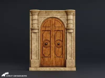 Italian Door - French Door Low-poly 3D model