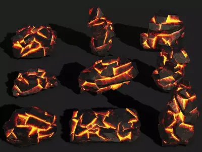 Mountain lave Rocks - PBR Pack 14 Low-poly 3D model
