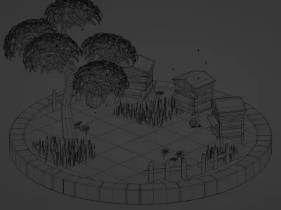 Beehive bee hive Low-poly 3D model