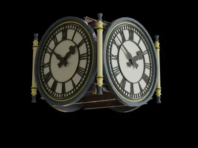 Train Station Clock - Low poly PBR Low-poly 3D model