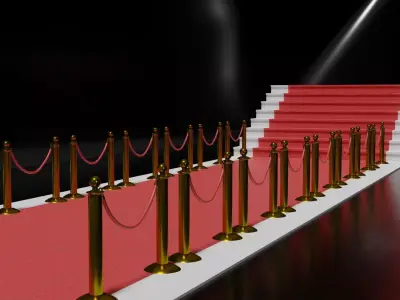 Red Carpet with Golden Barriers 3D model