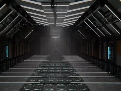 sci-fi hallway Low-poly 3D model