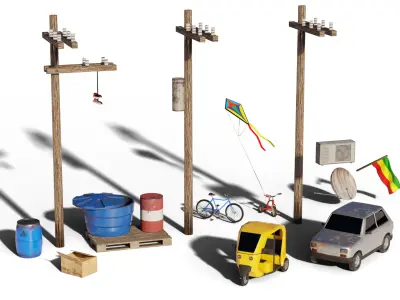 Lowpoly Slum Collection Low-poly 3D model