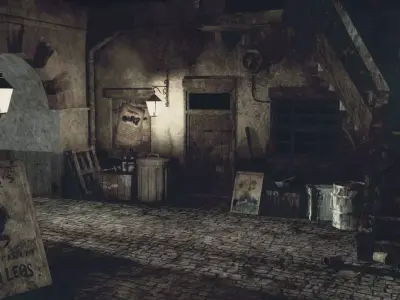 Restalley old room with lamp Low-poly 3D model