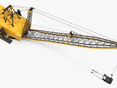  Heavy Duty Dragline With Long Boom Yellow Rigged for Cinema 4D 