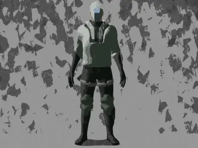 Painting like stylised sci-fi character Free low-poly 3D model