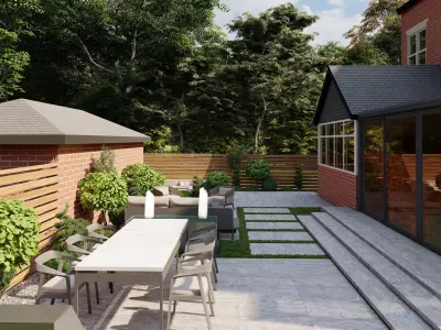 Garden Landscape 3D Model - SketchUp and Lumion Scene 3D model 3D model