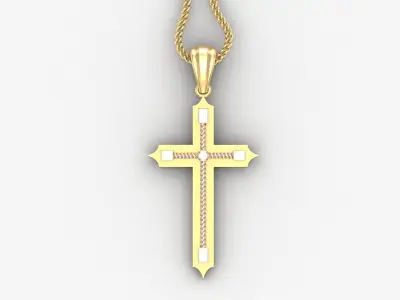 High Cross Pendant Light Gold 18K 4CP086 3D print model