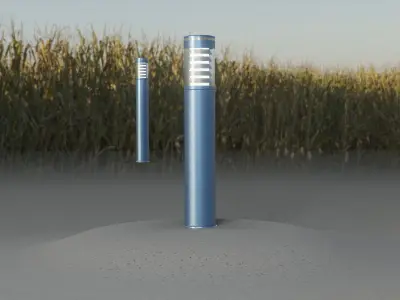 Low-Poly Blue Light Column 17 - Street Light Set-9 Low-poly 3D model