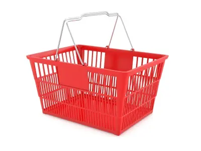 Supermarket Hand Baskets with Chrome Handles 3D model