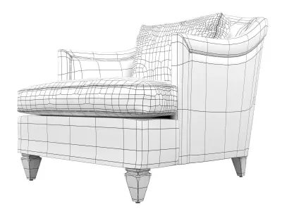 T C C chair with tan fabric and legs 3D model