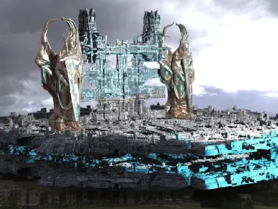 Sci-Fi City dystopia Rule city Statues 3D model