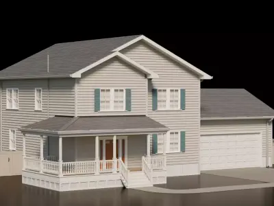 American Cottage House 10 Low-poly 3D model