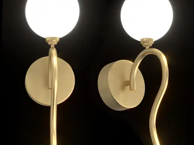 Opal Matte Glass Ball Wall Sconce Light 3D model