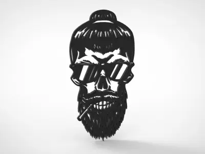 SMOKING SKELETON 3D ART FRAME 3D print model