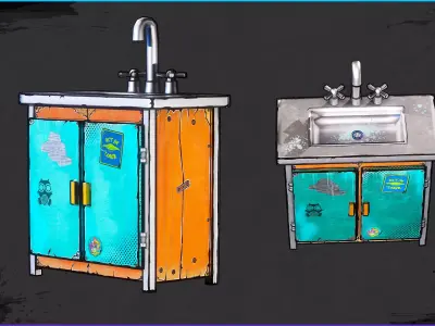 Stylized Sink Low-poly 3D model