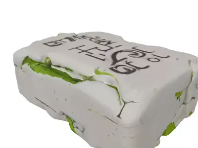 Ancient Engraved Stone Tablet with Moss Low-poly 3D model