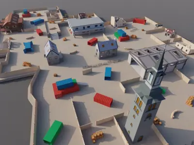 TDM Map 2- 4V4 Battle Royal Game - Low Poly Map Low-poly 3D model