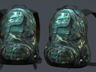 Backpack military combat Black baggage bag luggage Low-poly 3D model