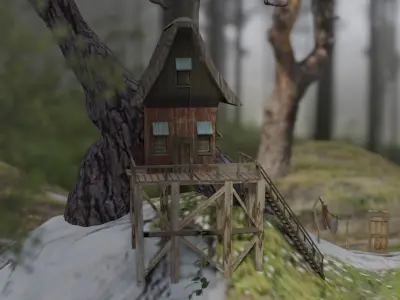 Fantasy dwarf hut environment in the forest 3D model