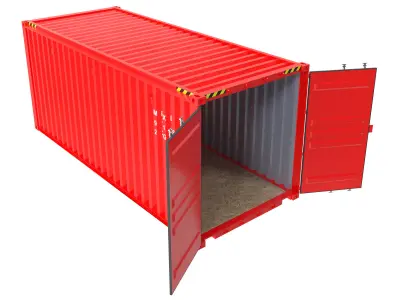 Red transport 20ft container 3D model