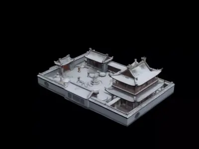  courtyard snow scenery 3D model