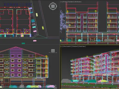 Modern Twin House Exterior 3ds max and vray Scene 3D model