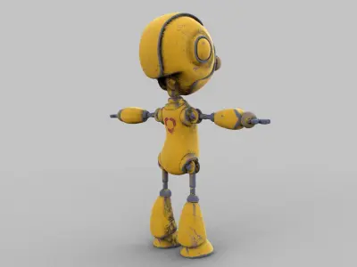 Cartoon rigged pbr robot Low-poly 3D model