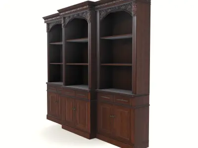 bookcase vintage mahogany Low-poly 3D model