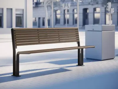 Simply bench on the street 3D model