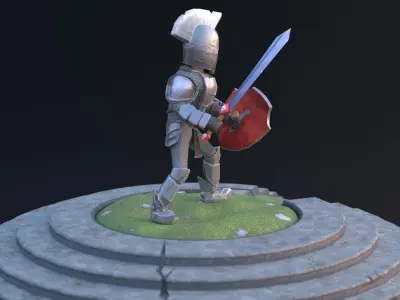 Stylized Low Poly Animated Knight Low-poly 3D model