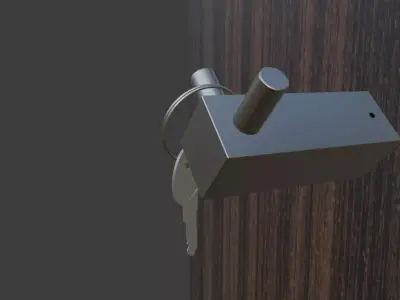 Hanger door handle on wooden door Free 3D model
