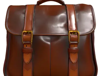 Brown Leather Briefcase Satchel Low-poly 3D model