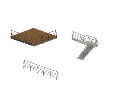 curved post metal railing Free 3D model